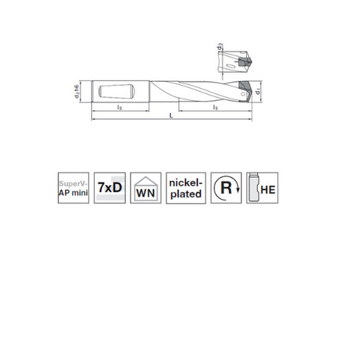 Indexable Drills 7xD, 77003 Dimensions